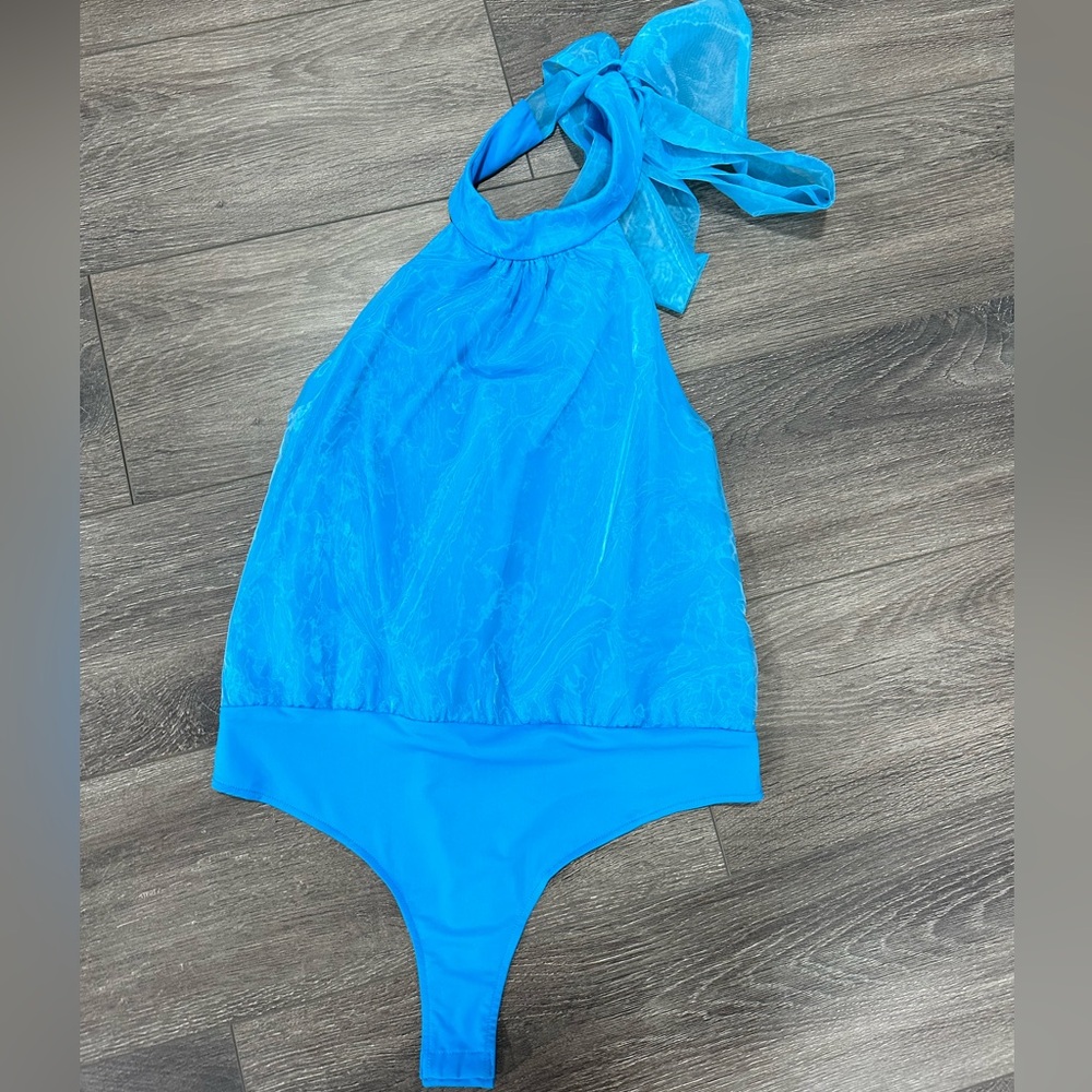pink lily blue bodysuit (never worn)